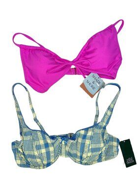Bundle: Shade & Shore Pink Ribbed Bralette (S) & Wild Fable Plaid Underwire (M)